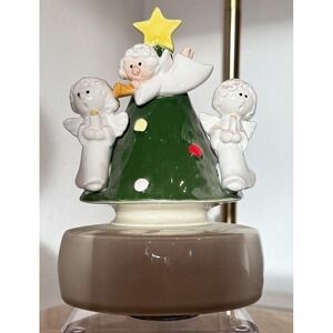 VTG 1979 Otagiri Japan Music Box XMAS Tree Angels Silent Night Handpainted Rotat